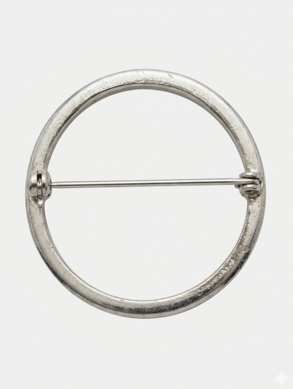 Minimalist Classic Round Silver Tone Brooch